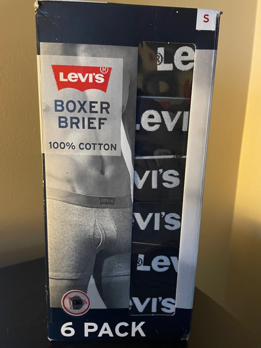 Levi's Black Boxer Briefs 6-Pack with White Logo Waistband
